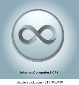 Internet Computer ICP crypto coin metallic badge and sticker template. Cryptocurrency icon and symbol vector illustration