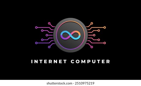 Ilustración vectorial de logotipo de criptomoneda de computadora de Internet (ICP) para Anuncio o fondo