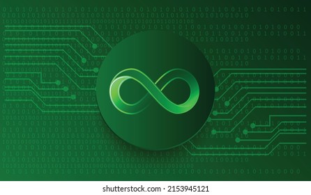 Internet Computer ICP Cryptocurrency virtual money. Technology banner and background vector illustration template.