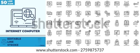 Internet Computer Line Editable Icons set