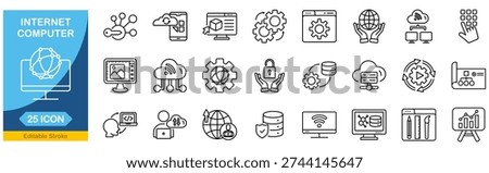 Internet computer web icons in line style.Editable stroke. Vector illustration