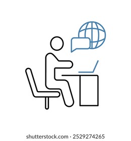 ícone de linha de conceito da internet. Ilustração de elemento simples. design de símbolo de estrutura de tópicos de conceito da internet.