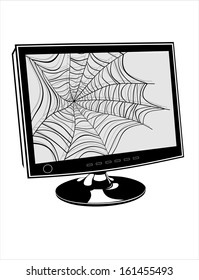 Internet concept from spider web and  monitor