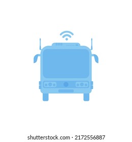 Internet connected bus. IOT and automation concept. Isolated. Vector.