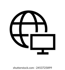 Internet connected computer vector icon.