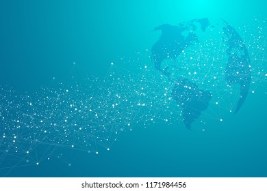 Internet connection background, abstract sense of science and technology graphic design. Global network connection.