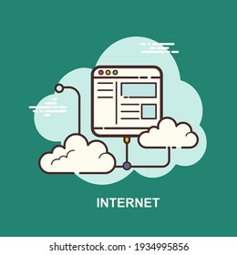 Conexión a Internet con diseño de concepto plano en el fondo verde de la nube
