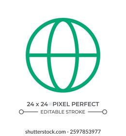 Internet connection colorful line ui icon. Earth globe with grid network. World communication symbol. Connection technology. Isolated vector linear symbol. User interface element, pixel perfect