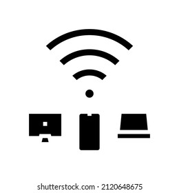 vector de icono de glifo de dispositivos de conexión a internet. firma de dispositivos de conexión a Internet. símbolo de contorno aislado ilustración negra