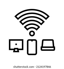 vector de icono de línea de dispositivos de conexión a Internet. firma de dispositivos de conexión a Internet. símbolo de contorno aislado ilustración negra