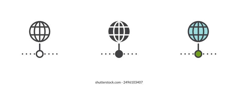 Internet connection different style icon set. Line, glyph and filled outline colorful version, outline and filled vector sign. Global network symbol, logo illustration. Vector graphics