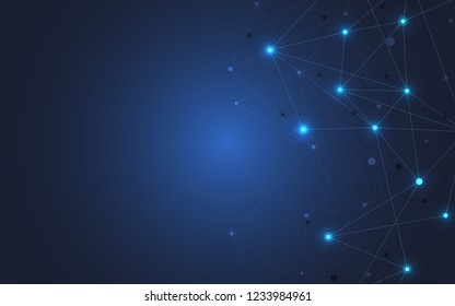 Internet connection. Geometric abstract background with connected dots and lines. Molecular structure and communication concept. Digital technology background and network connection