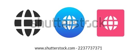 Internet connection global digital communication social network website icon set vector flat illustration. Online cyberspace conversation global searching electronic technology planet grid symbol