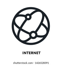 Internet Connection Globe Earth. Vector Flat Line Icon Illustration.