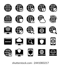 Internet Connection icon collection vector in fill style