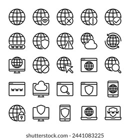 Internet Connection icon collection vector in line style