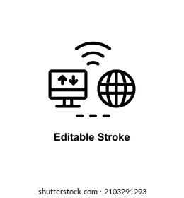 internet connection icon designed in outline style in editable strokes for telecommunications icon theme