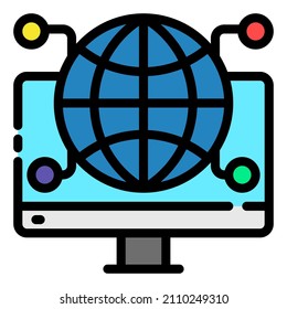 icono de conexión a internet ilustración de línea rellena 