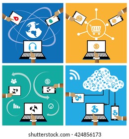 internet connection, icons, gadgets