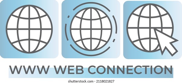 Iconos de conexión a Internet configurados para web. EPS vectoriales. www, botones web para el sitio web.