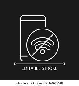 Internet Connection Issues White Linear Icon For Dark Theme. Slow Wifi Sign. Unstable Connection. Thin Line Customizable Illustration. Isolated Vector Contour Symbol For Night Mode. Editable Stroke