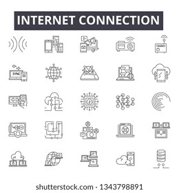 Internet connection line icons for web and mobile design. Editable stroke signs. Internet connection  outline concept illustrations