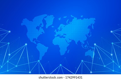 Conexión a Internet o fondo de conexión de red con efecto Neon. Poli bajo, Punto, Círculo, Línea, Luz. Concepto de Tecnología de la Ciencia Digital. El telón de fondo de la tecnología digital. Ilustración vectorial