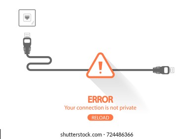 Internet connection is not private concept. Flat design vector and long shadow.