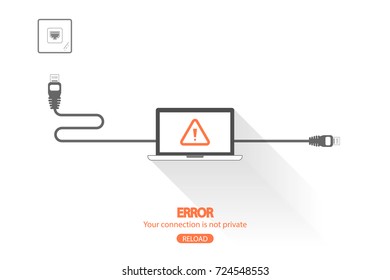 Internet connection is not private concept. Flat design vector and long shadow.