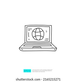 conexión a Internet en el icono del doodle en pantalla portátil
