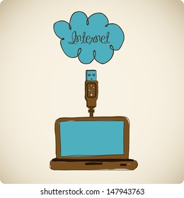 internet connection over bronze background vector illustration  
