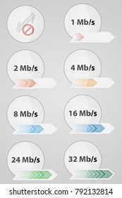 Internet Connection Speed Icons. Vector incoming internet speed icons.