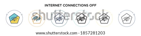 Internet connections off icon in filled, thin line, outline and stroke style. Vector illustration of two colored and black internet connections off vector icons designs can be used for mobile, ui,