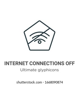 Internet connections off outline vector icon. Thin line black internet connections off icon, flat vector simple element illustration from editable ultimate glyphicons concept isolated stroke on white 