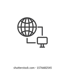 Internet Connectivity line icon. linear style sign for mobile concept and web design. Global computer network outline vector icon. Symbol, logo illustration. Vector graphics