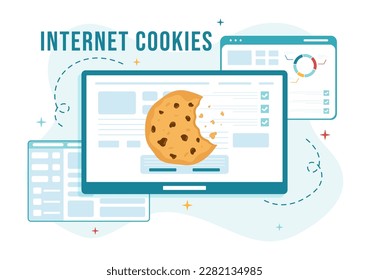 Internet Cookies Technology Illustration with Track Cookie Record of Browsing a Website in Flat Cartoon Hand Drawn Landing Page Templates