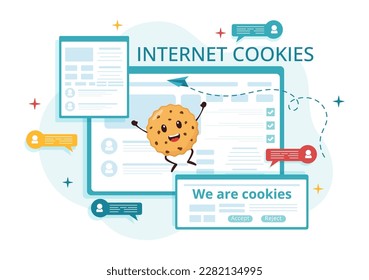 Internet Cookies Technology Illustration with Track Cookie Record of Browsing a Website in Flat Cartoon Hand Drawn Landing Page Templates