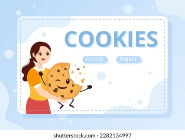 Internet Cookies Technology Illustration with Track Cookie Record of Browsing a Website in Flat Cartoon Hand Drawn Landing Page Templates