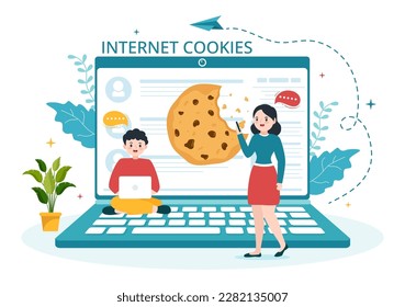 Internet Cookies Technology Illustration with Track Cookie Record of Browsing a Website in Flat Cartoon Hand Drawn Landing Page Templates