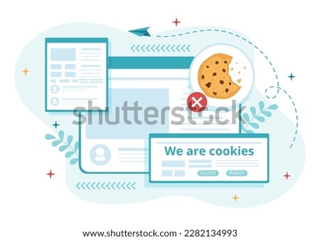 Internet Cookies Technology Illustration with Track Cookie Record of Browsing a Website in Flat Cartoon Hand Drawn Landing Page Templates