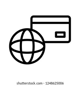 internet credit card banking or marketing worldwide editable outline icon in business and investment.