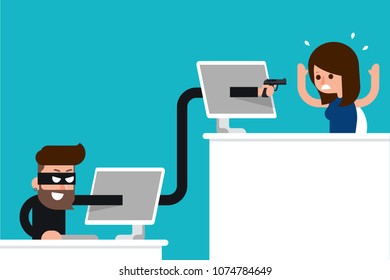 Internet crime concept flat design vector.