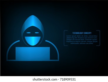 Internet crime concept. Hacker icon over  dark blue background.