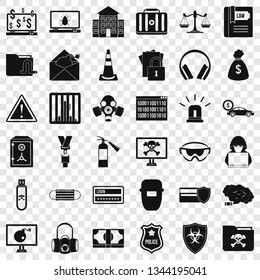 Internet crime icons set. Simple style of 36 internet crime vector icons for web for any design
