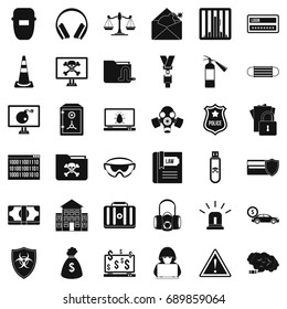 Internet crime icons set. Simple style of 36 internet crime vector icons for web isolated on white background