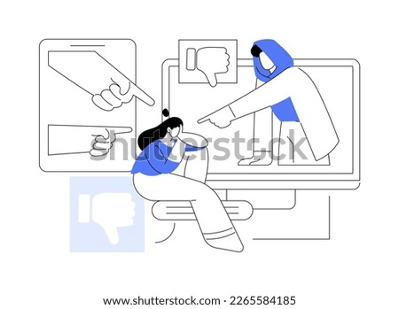 Internet criticism abstract concept vector illustration. Social media behavior, hate speech, comments and share, negative opinion, troll message, fake profile, anonymous abstract metaphor.