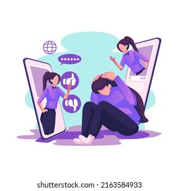 Internet Criticism Flat Style Illustration