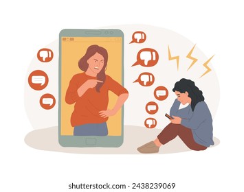 Internet criticism isolated concept vector illustration. Social media behavior, hate speech, comments and share, negative opinion, troll message, fake profile, anonymous vector concept.