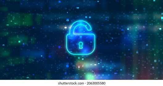 Antecedentes de ciberseguridad en Internet. Ciberespacio digital con ilustración de vector de bloqueo