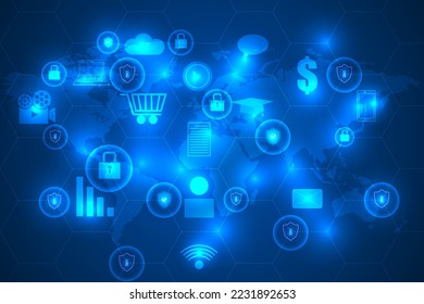 internet cyber security connection technology abstract background.